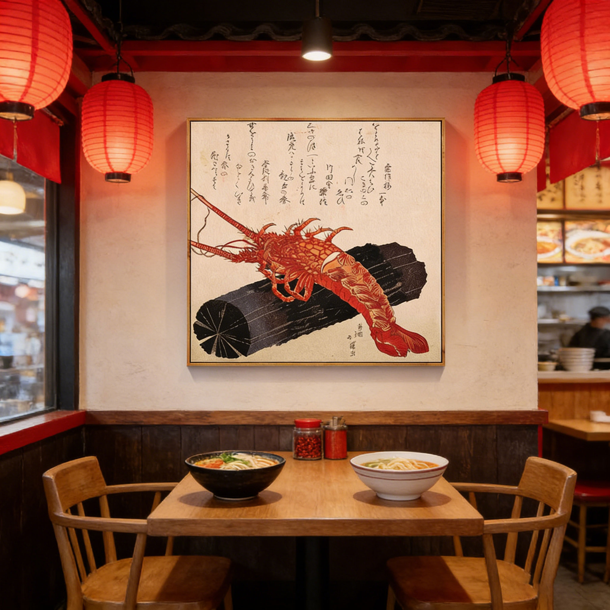 Japanese Restaurant Lifestyle - لوحة قماشية على طراز أوكيو-إي الياباني
