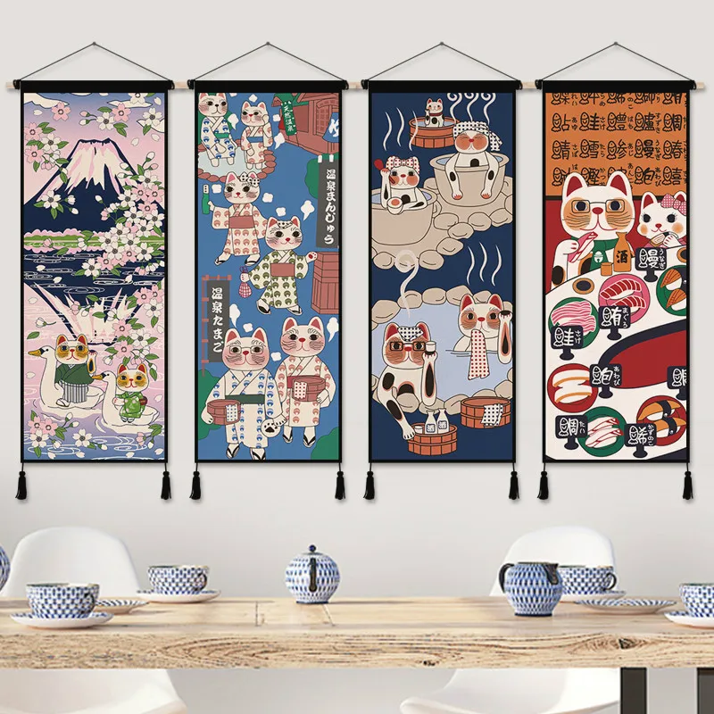 Japanese Restaurant Lifestyle - اليابانية محظوظ القط القماش الفن أنيمي